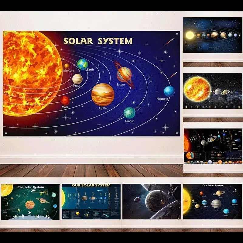 Solar System Educational Poster for Kids Cartoon Planets Canvas Wall Art for Classroom and Childrens Room Decor Solar System Educational Poster for Kids Cartoon Planets Canvas Wall Art for Classroom and Childrens Room Decor